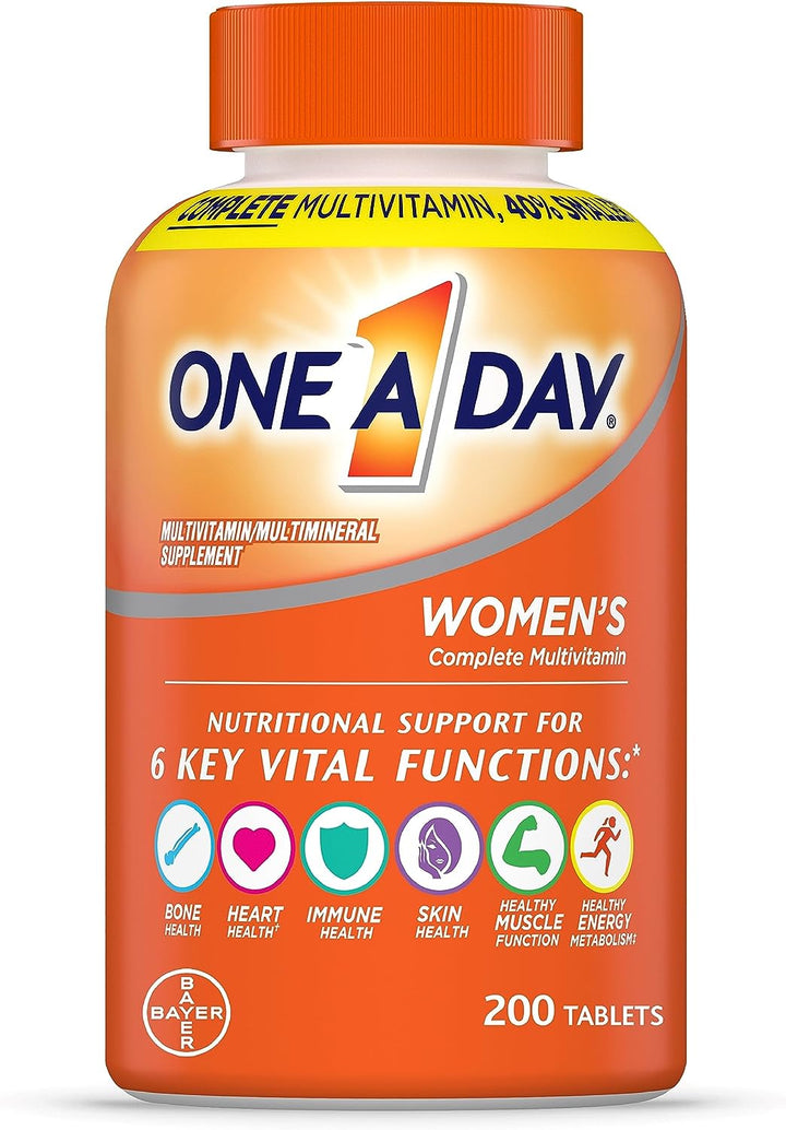 ONE a DAY Womens Complete Daily Multivitamin with Vitamin A, B , C, D, and E, Calcium and Magnesium, Immune Health Support, 200 Count