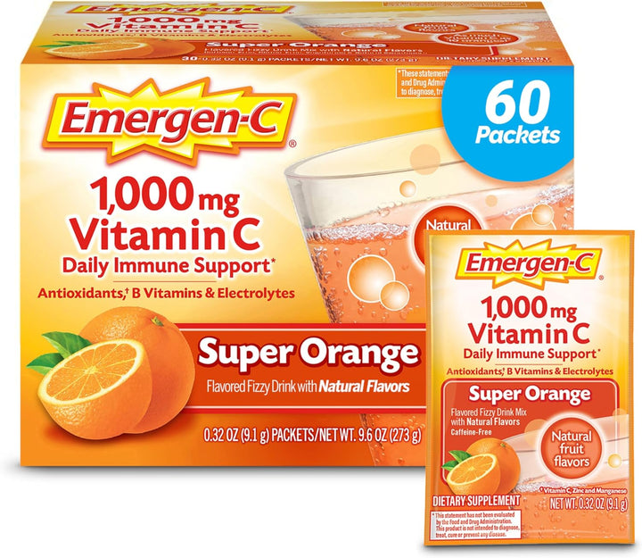 Emergen-C Super Orange Vitamin C - 30 Count (Pack of 4) (Packaging May Vary)