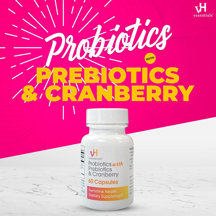 Vh Essentials Probiotics with Prebiotics and Cranberry Feminine Health Supplement - 120 Capsules (544-36)