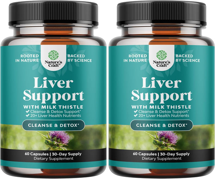 Liver Cleanse and Detox & Repair Formula - Herbal Liver Support Supplement with Milk Thistle Dandelion Root & Artichoke Extract for Liver Health - Silymarin Milk Thistle Liver Detox Capsules 2 Pack