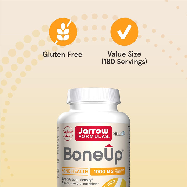 Jarrow Formulas Boneup - 360 Capsules - 180 Servings - for Bone Support & Skeletal Nutrition - Includes Naturally Derived Vitamin D3, K2 (As MK-7) & 1000 Mg Calcium - Gluten Free - Non-Gmo