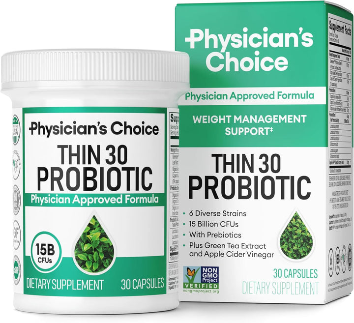 Physician'S CHOICE Probiotics for Weight Management & Bloating- 6 Probiotic Strains - Prebiotics - ACV - Green Tea & Cayenne - Supports Gut Health - Weight Management for Women & Men - 84 Ct