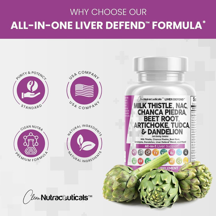 Milk Thistle 3000Mg NAC Chanca Piedra 2000Mg Beet Root 2000Mg Artichoke 2000Mg Dandelion Root 1000Mg - Liver Cleanse Detox & Repair Supplement plus TUDCA Choline and Ginger 60 Count