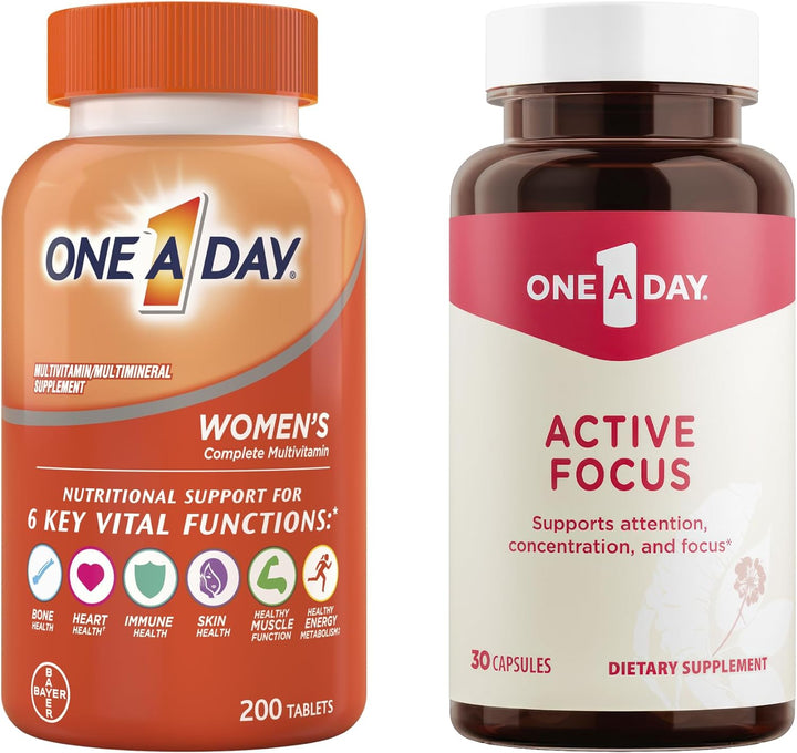 ONE a DAY Bundle Multivitamin for Women 200 Count Tablets Active Focus Supplement, 30 Capsules