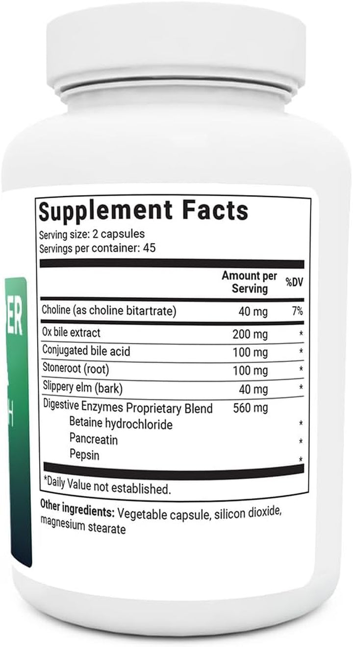 Dr. Berg Gallbladder Formula Extra Strength - Made W/Purified Bile Salts & Ox Bile Digestive Enzymes - Includes Carefully Selected Digestive Herbs - Full 45 Day Supply - 90 Capsules