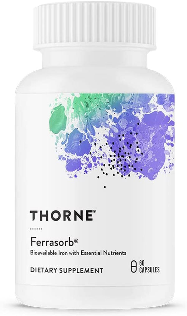 Thorne Ferrasorb - 36 Mg Iron with Essential Nutrients - Complete Blood Support Formula - Elemental Iron, Folate, B and C Vitamins for Optimal Absorption - Gluten-Free - 60 Capsules