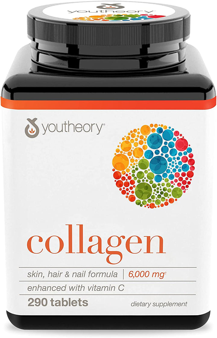 Youtheory Collagen with Vitamin C, Advanced Hydrolyzed Formula for Optimal Absorption, Skin, Hair, Nails and Joint Support, 120 Supplements