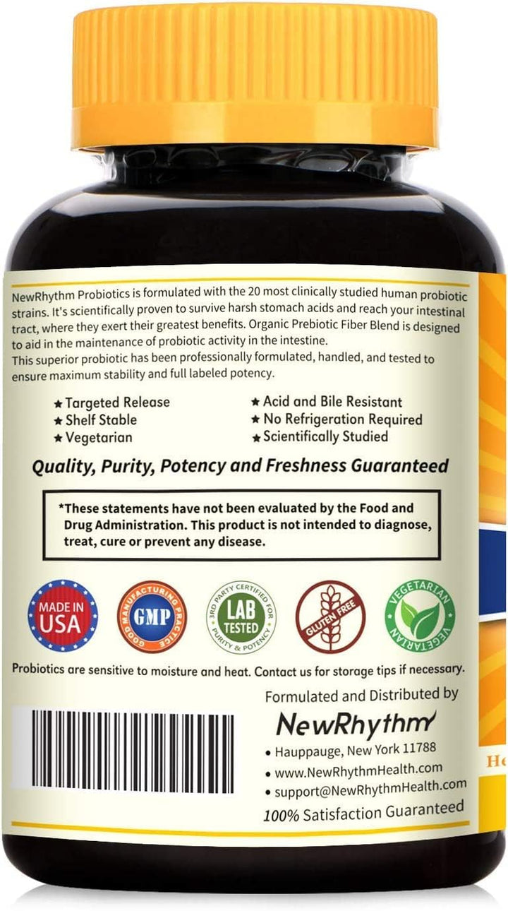 Newrhythm Women'S Probiotics, Organic Cranberry for Feminine Health, 50 Billion CFU 18 Strains, Probiotics with Prebiotics, No Refrigeration Needed, 60 Vegan Capsules