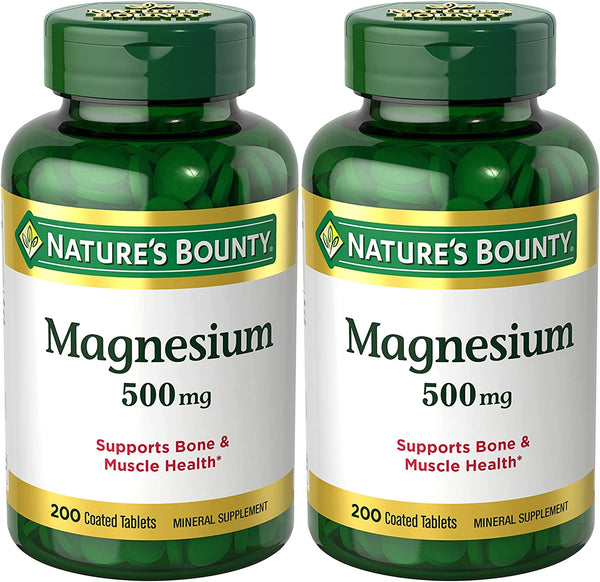 Nature'S Bounty 500Mg Magnesium for Bone & Muscle Health, Twin Pack of 400 Tablets