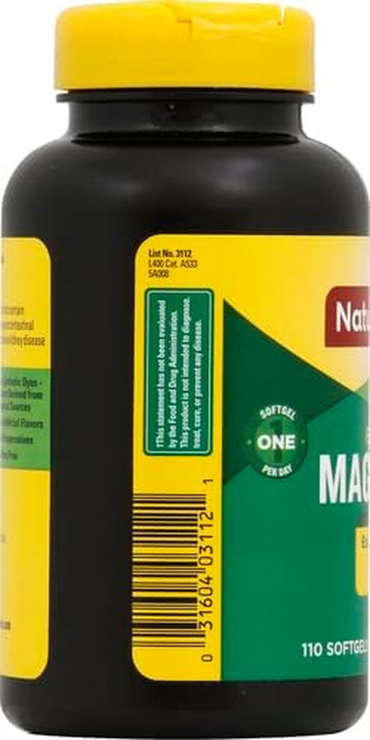 Nature Made Extra Strength Magnesium Oxide 400 Mg, Dietary Supplement for Muscle Support, 110 Count