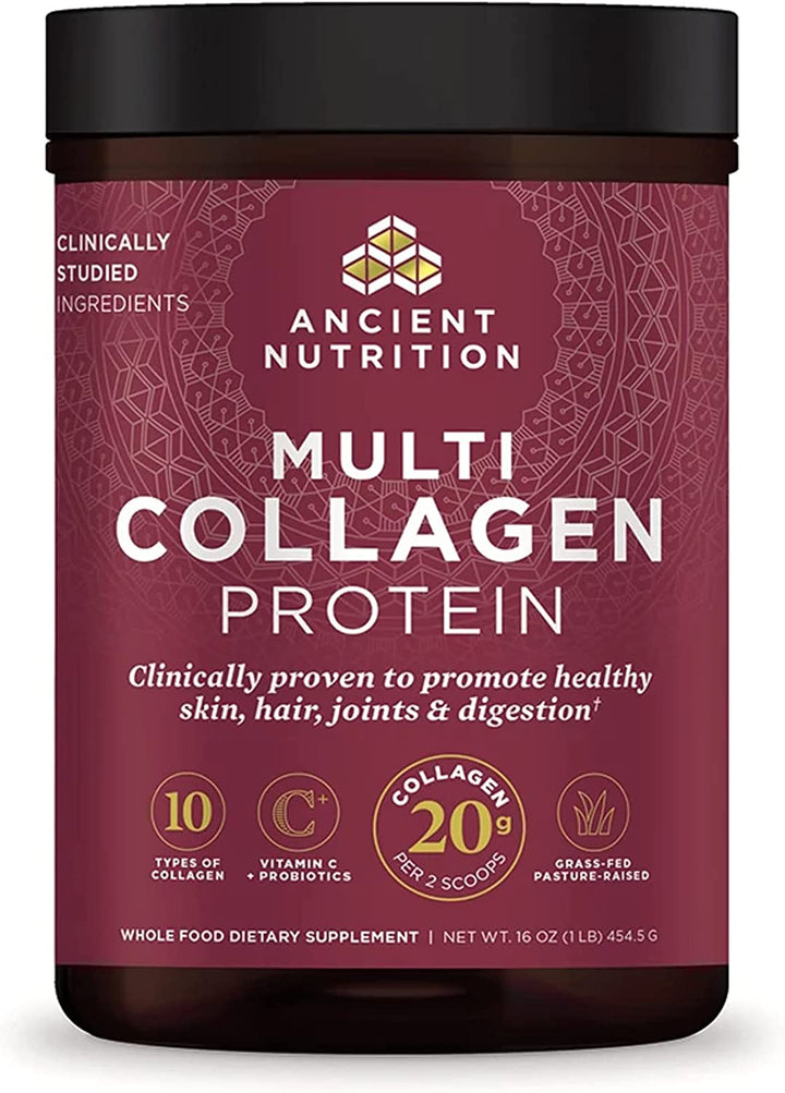 Ancient Nutrition Collagen Powder Protein, Multi Collagen Chocolate Protein Powder, 45 Servings, with Vitamin C, Hydrolyzed Collagen Peptides Supports Skin and Nails, Gut Health, 16.65Oz