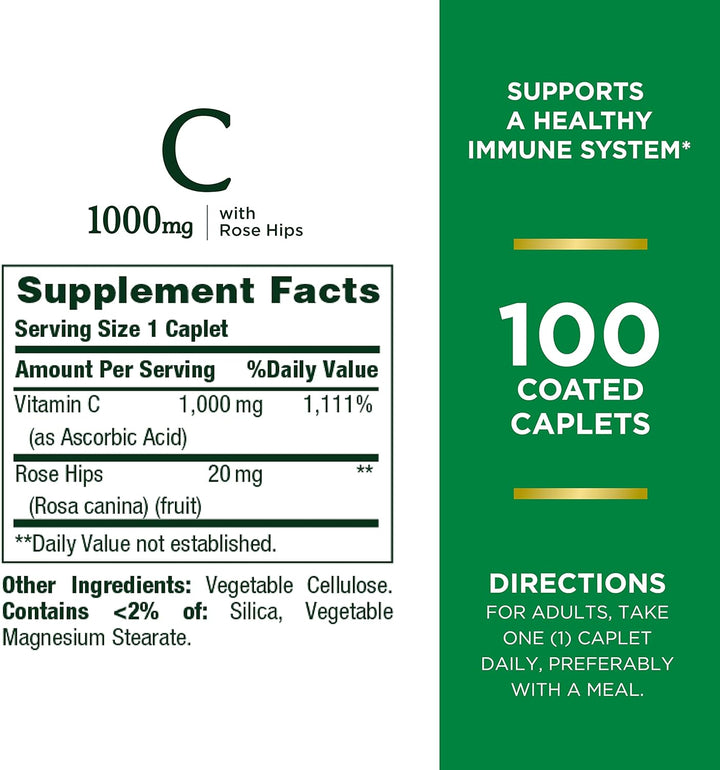 Pure Vitamin C 1000 Mg Vitamin Supplement Tablets, by Natures Bounty - 100 Tablets