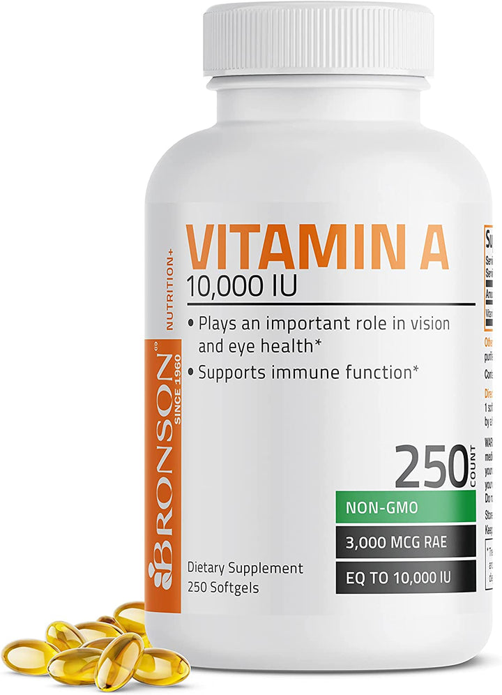 Bronson Vitamin a 10,000 IU Premium Non-Gmo Formula Supports Healthy Vision & Immune System and Healthy Growth & Reproduction, 180 Softgels