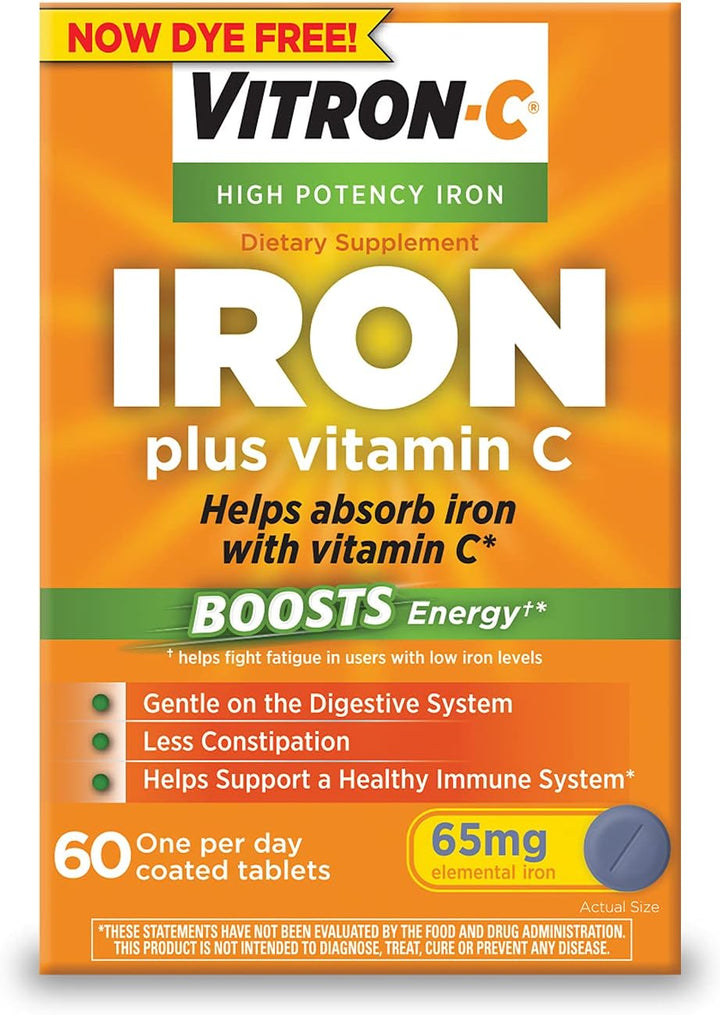 Vitron-C Iron Supplement, Once Daily, High Potency Iron plus Vitamin C & Naturewise Vitamin D3 2000Iu (50 Mcg) Healthy Muscle Function, and Immune Support, Non-Gmo