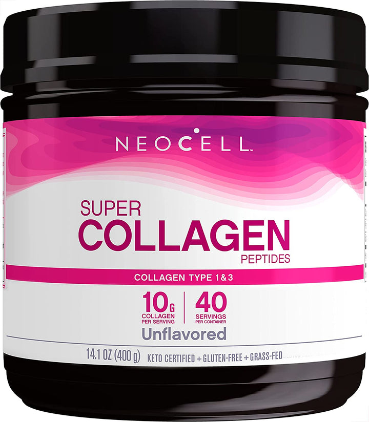 Neocell Super Collagen Peptides, 10G Collagen Peptides per Serving, Gluten Free, Keto Friendly, Non-Gmo, Grass Fed, Healthy Hair, Skin, Nails and Joints, Unflavored Powder, 7 Oz., 1 Canister