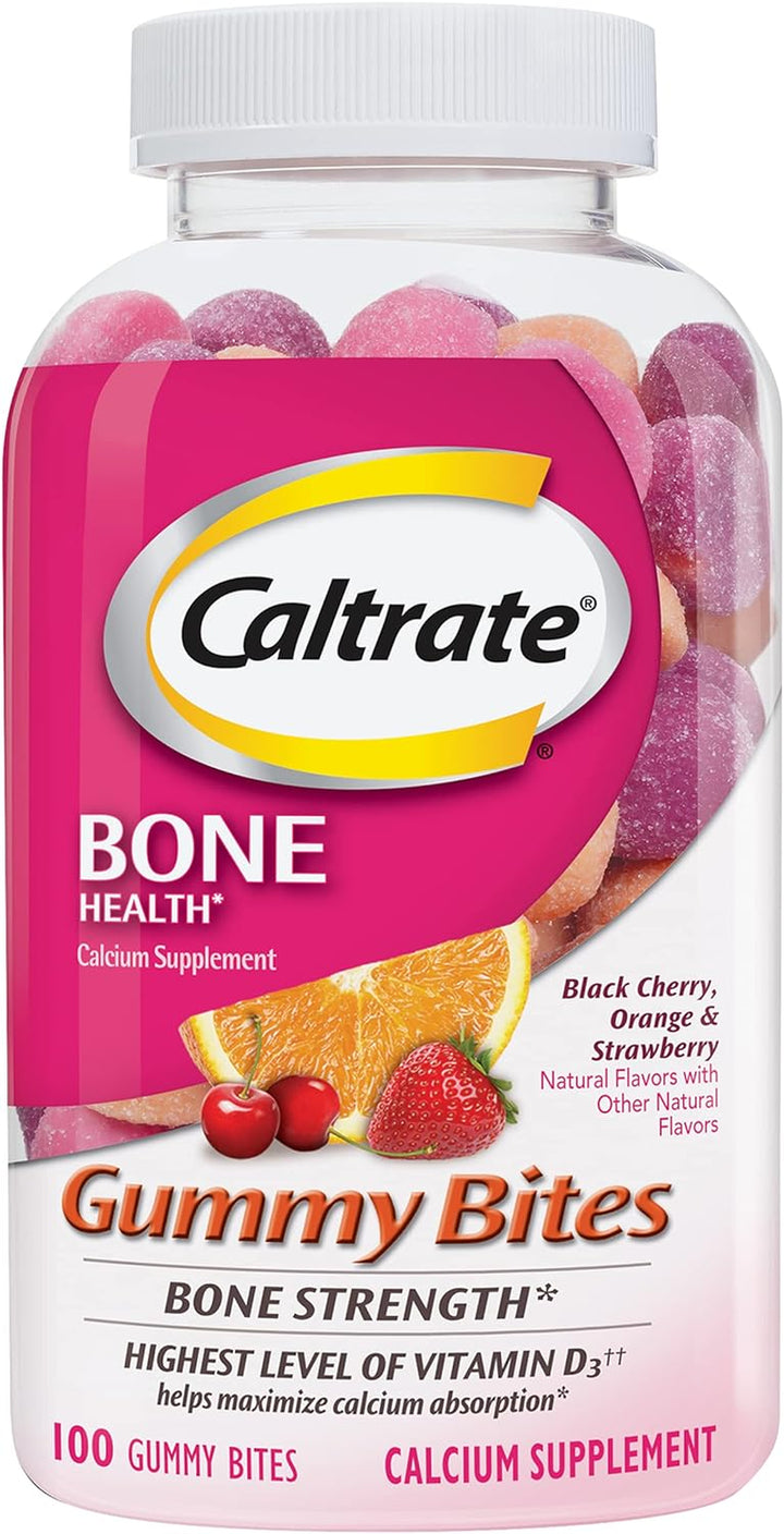 Caltrate Gummy Bites 500 Mg Calcium and Vitamin D Supplement, Black Cherry, Strawberry, Orange - 50 Count