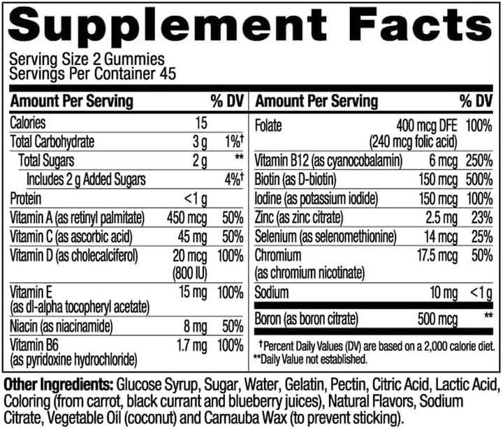 OLLY Women'S Multivitamin Gummy, Overall Health and Immune Support, Vitamins A, D, C, E, Biotin, Folic Acid, Adult Chewable Vitamin, Berry, 45 Day Supply - 90 Count (Pack of 1)