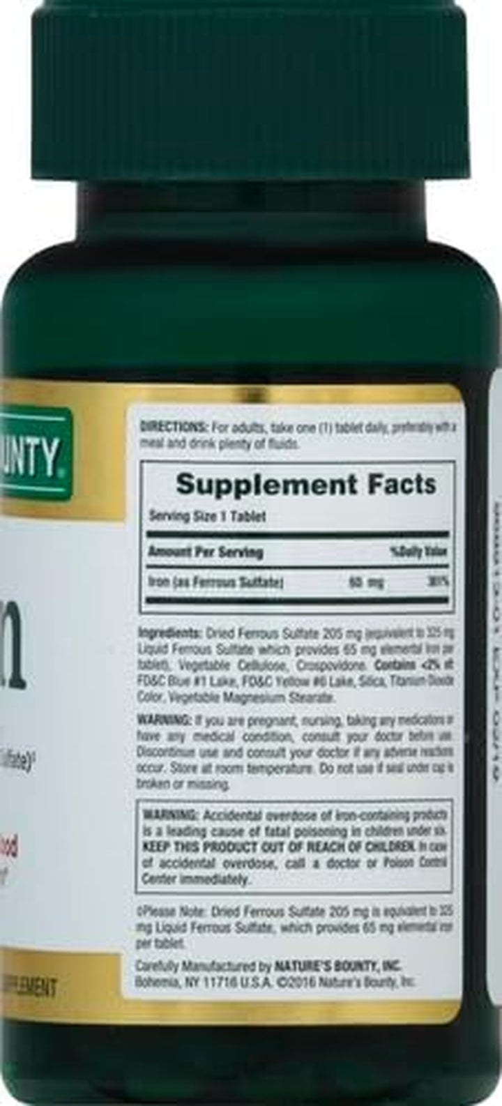 Iron 65 Mg (325 Mg Ferrous Sulfate), 2 Bottles (100 Count)