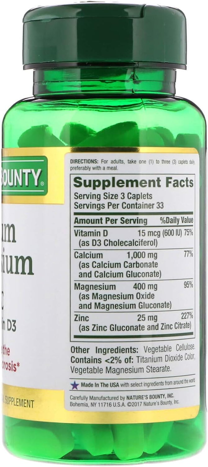 Nature'S Bounty Calcium Magnesium & Zinc Caplets- 100Count…