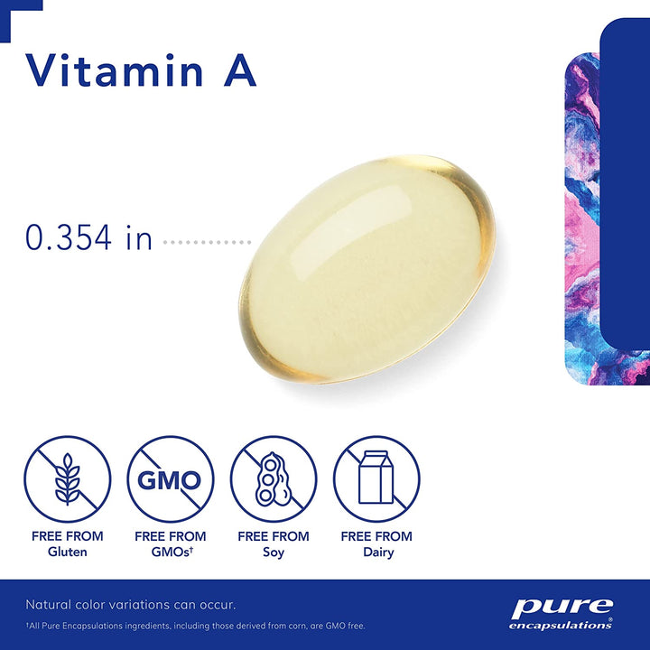 Pure Encapsulations Vitamin a - 3,000 Mcg - from Cod Liver Oil - Immune & Vision Support* - Vitamin a Palmitate Supplement - Non-Gmo - 120 Softgel Capsules