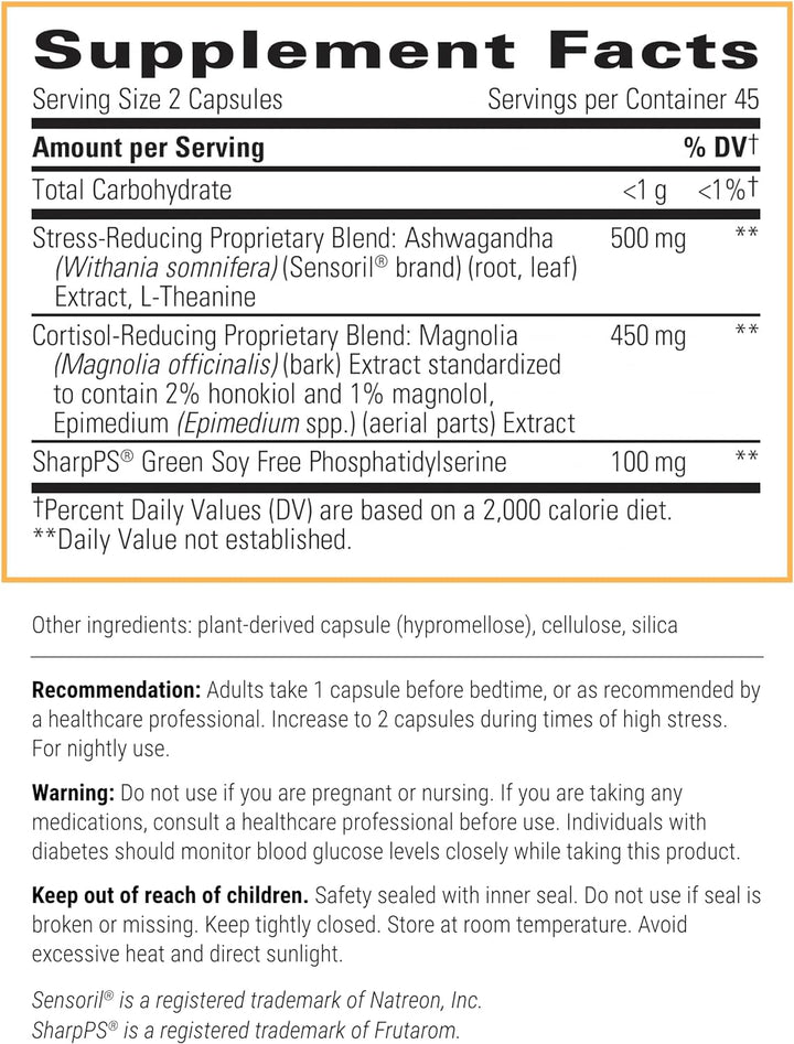 Integrative Therapeutics Cortisol Manager Allergen-Free‡ Supplement - Reduces Stress to Support Sleep* - Ashwagandha, L-Theanine - Supports Adrenal Health* - 30 Count