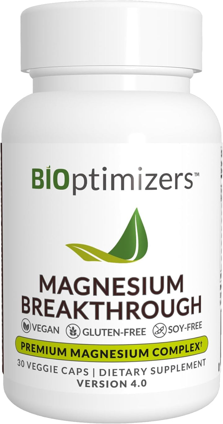 Bioptimizers Magnesium Breakthrough Supplement 4.0 - Has 7 Forms of Magnesium: Glycinate, Malate, Citrate, and More - Natural Sleep and Brain Supplement - 60 Capsules