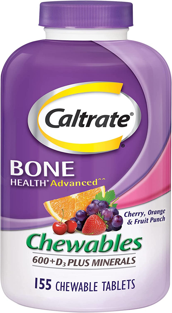 Caltrate Chewables 600 plus D3 plus Minerals Calcium Vitamin D Supplement, Cherry, Orange and Fruit Punch - 90 Count