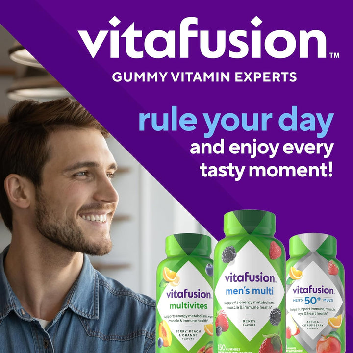 Vitafusion Adult Gummy Vitamins for Men, Berry Flavored Daily Multivitamins for Men with Vitamins A, C, D, E, B6 and B12, America’S Number 1 Gummy Vitamin Brand, 75 Day Supply, 150 Count