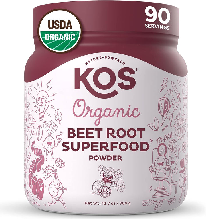 KOS Organic Beet Root Capsules 1500Mg - Natural Nitric Oxide Booster Superfood Powder - Supports Healthy & Active Lifestyle - 180 Capsules