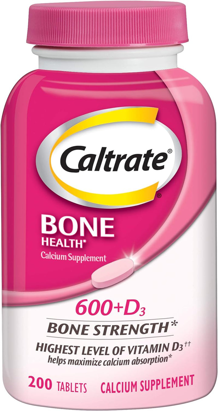 Caltrate 600 plus D3 Calcium and Vitamin D Supplement Tablets, Bone Health Supplements for Adults - 200 Count & Nature'S Bounty Vitamin C + Rose HIPS, Immune Support, 1000Mg, Coated Caplets, 100 Ct