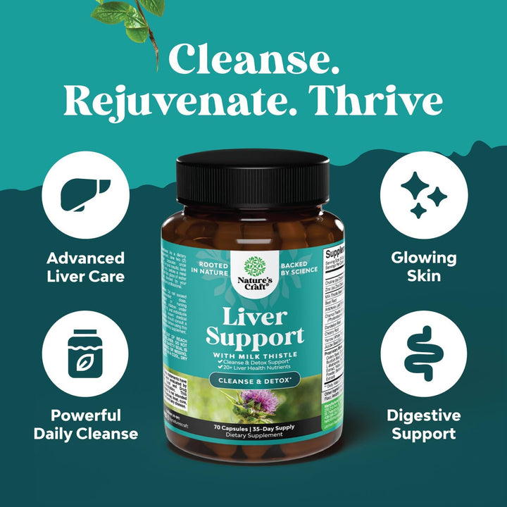 Liver Cleanse and Detox & Repair Formula - Herbal Liver Support Supplement with Milk Thistle Dandelion Root & Artichoke Extract for Liver Health - Silymarin Milk Thistle Liver Detox Capsules