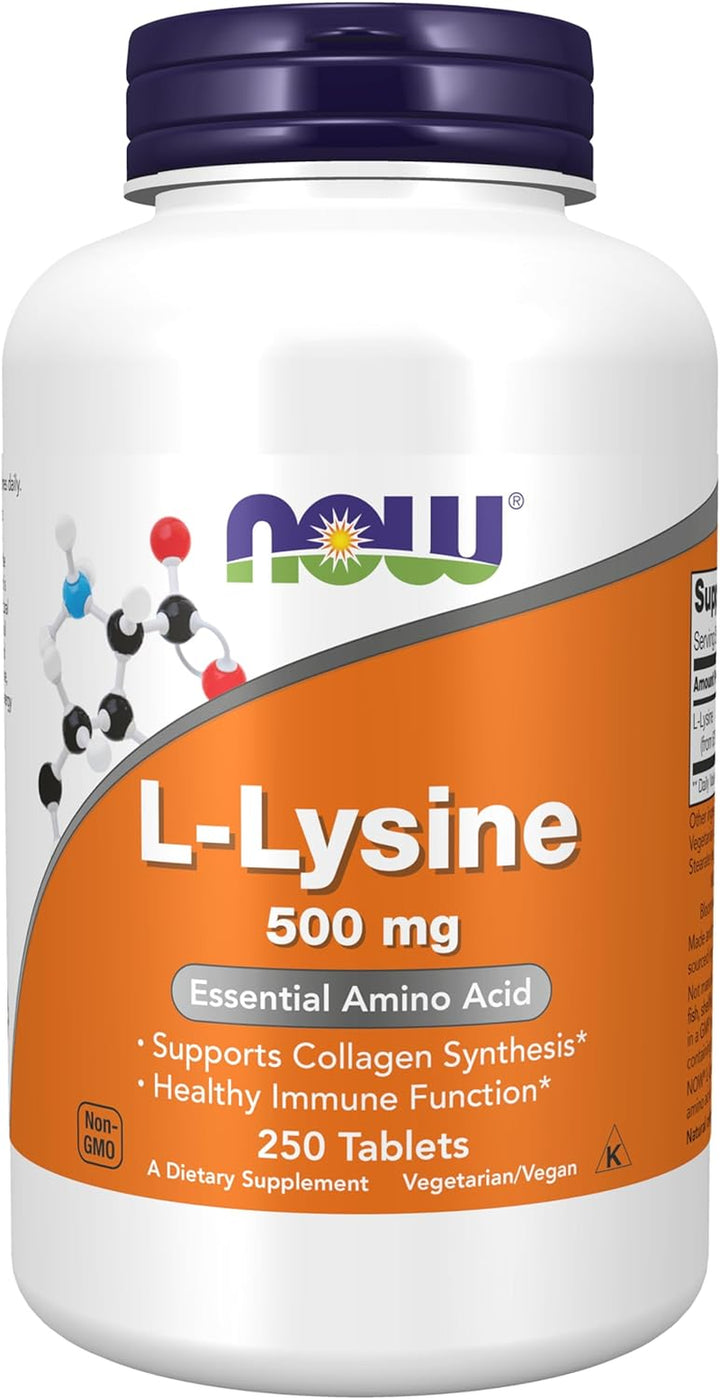 NOW Supplements, L-Lysine (L-Lysine Hydrochloride) 500 Mg, Amino Acid, 100 Count(Pack of 1)