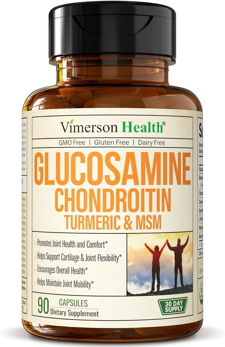 Glucosamine Chondroitin MSM Turmeric Boswellia - Joint Support Supplement. Antioxidant Properties. Helps with Inflammatory Response. Occasional Discomfort Relief for Back, Knees & Hands. 90 Capsules