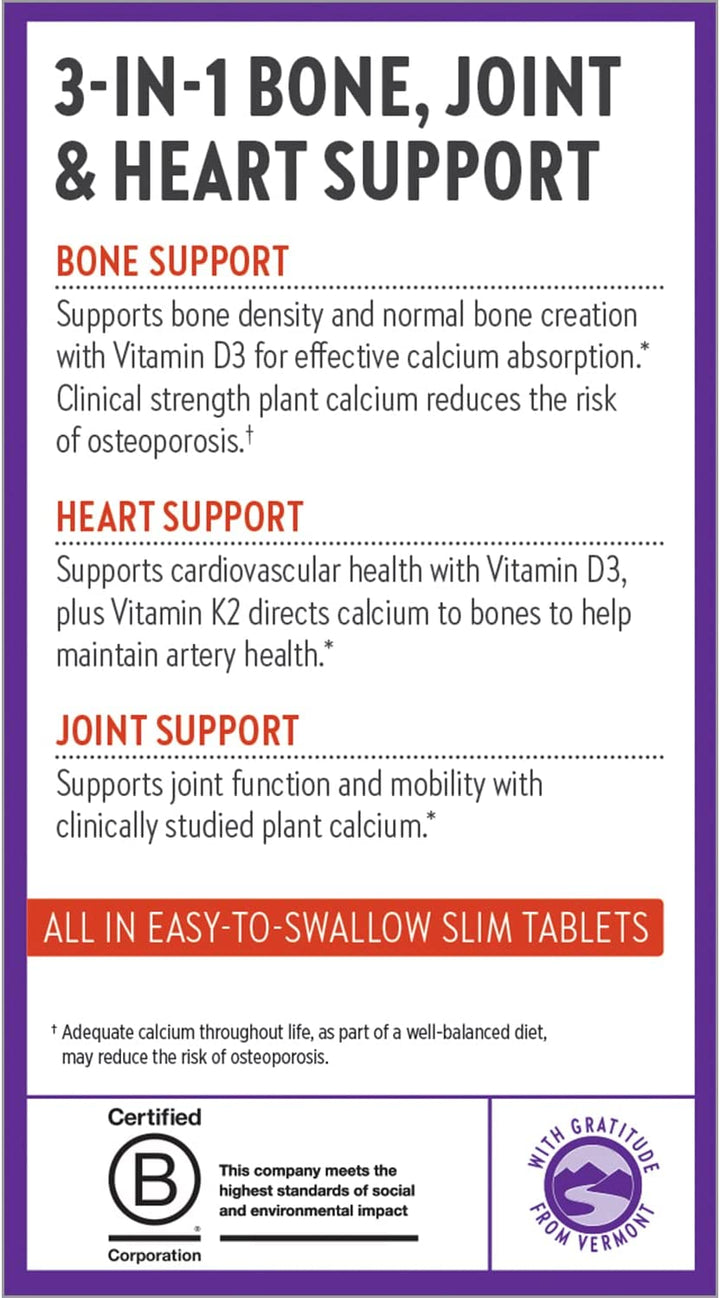 New Chapter Calcium Supplement - Bone Strength Organic Calcium with Magnesium, Vitamin D3+K2, 70+ Trace Minerals for Bone Health, Gluten Free, Easy to Swallow - 180 Slim Tablets