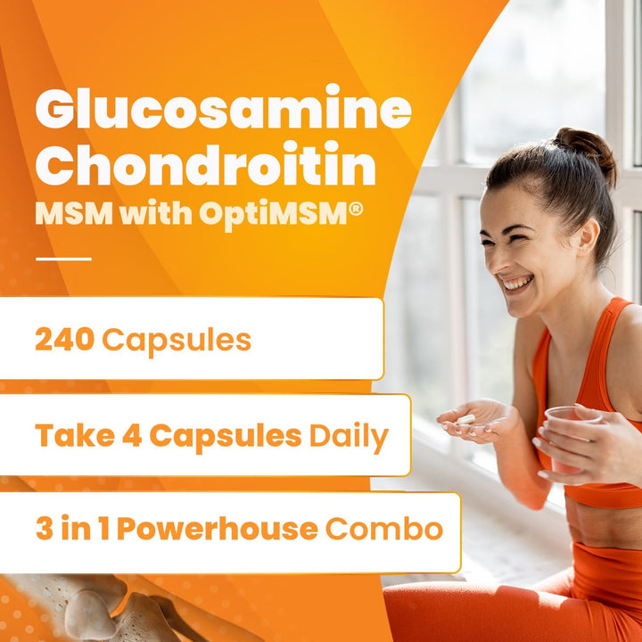 Doctor'S Best Glucosamine Chondroitin Msm with Optimsm Capsules, Supports Healthy Joint Structure, Function & Comfort, Non-Gmo, Gluten Free, Soy Free, 120 Count (Pack of 1)