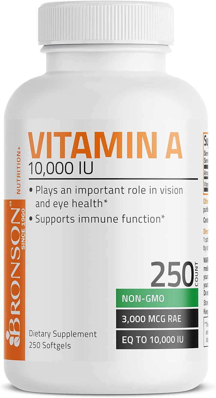 Bronson Vitamin a 10,000 IU Premium Non-Gmo Formula Supports Healthy Vision & Immune System and Healthy Growth & Reproduction, 250 Softgels