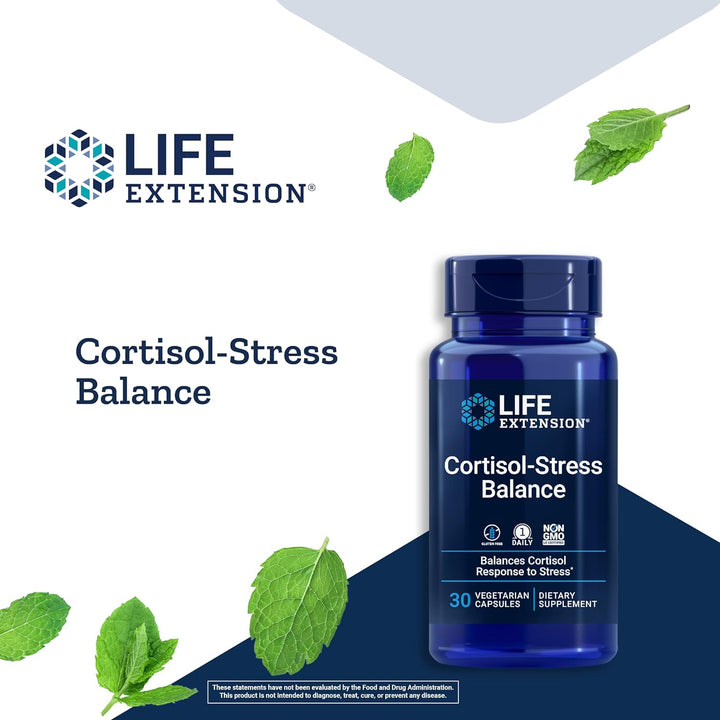 Life Extension Cortisol-Stress Balance - Plant Extracts with Green Tea Extract to Support Already-Healthy Levels of Stress Hormone Cortisol - Non-Gmo, Gluten-Free – 30 Vegetarian Capsules