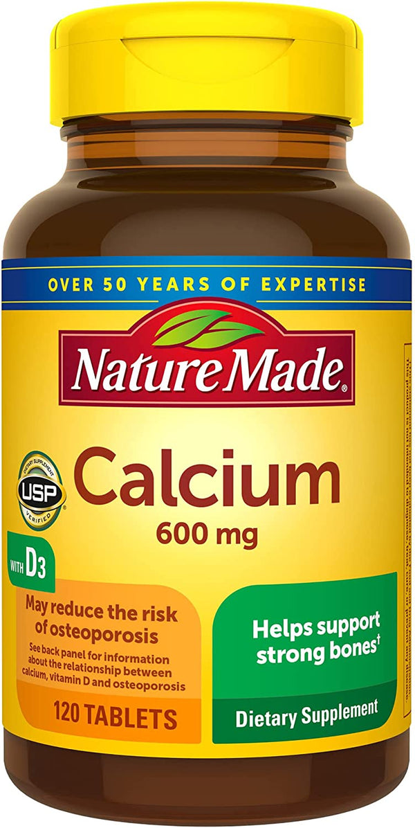 Nature Made Calcium 600 Mg with Vitamin D3 for Immune Support, Tablets, Value Size, Helps Support Bone Strength, 120 Count (Pack of 3)