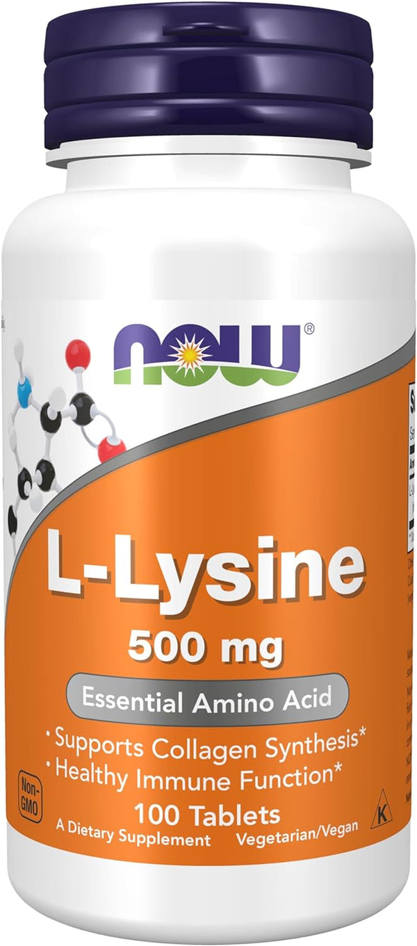 NOW Supplements, L-Lysine (L-Lysine Hydrochloride) 500 Mg, Amino Acid, 100 Count(Pack of 1)