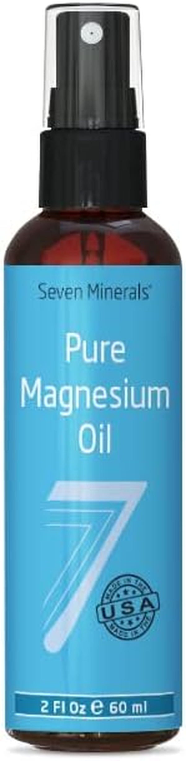 Seven Minerals, Travel Size Pure Magnesium Oil Spray - USP Grade Magnesium Spray = No Unhealthy Trace Minerals - from an Ancient Underground Permian Seabed in USA - Free Ebook Included (2 Fl Oz)