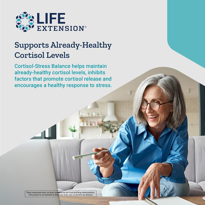 Life Extension Cortisol-Stress Balance - Plant Extracts with Green Tea Extract to Support Already-Healthy Levels of Stress Hormone Cortisol - Non-Gmo, Gluten-Free – 30 Vegetarian Capsules