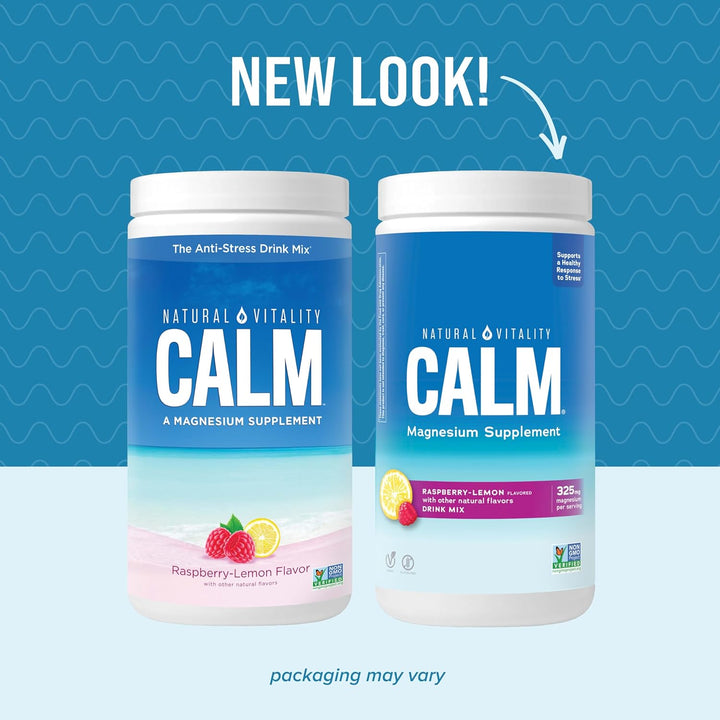 Natural Vitality Calm, Magnesium Citrate Supplement, Anti-Stress Drink Mix Powder - Gluten Free, Vegan, & Non-Gmo, Raspberry Lemon, 0.12 Oz, 30 Packets