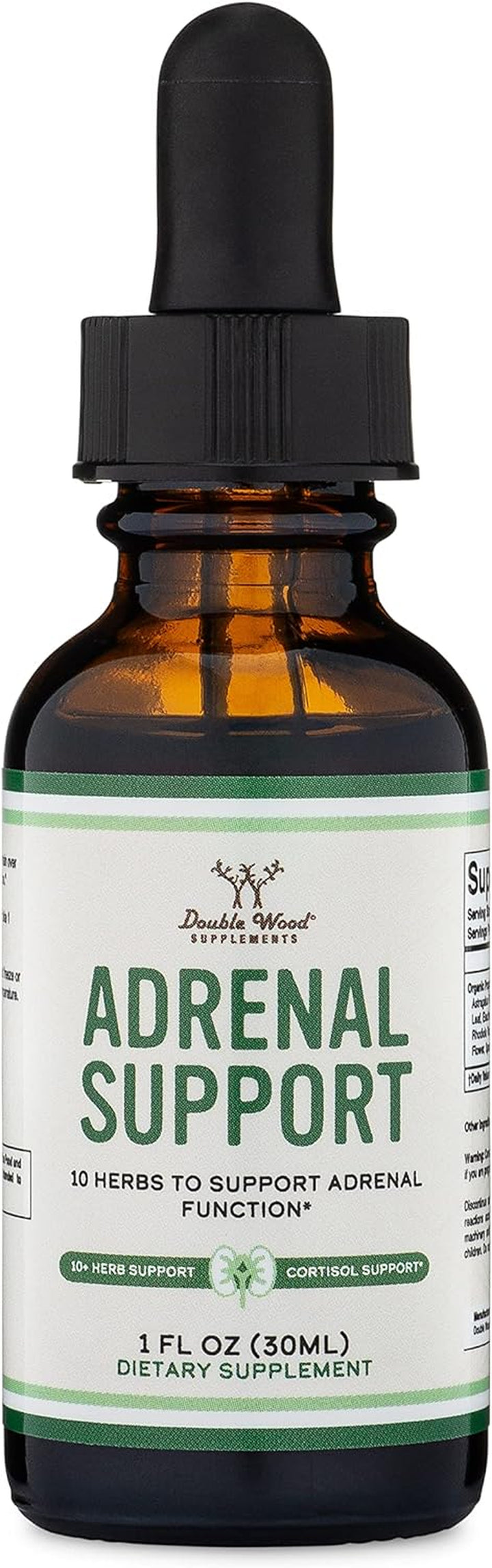 Adrenal Support Supplements (Liquid Drops) - 10 Organic Adaptogens for Adrenal Fatigue (One Month Supply) Cortisol Manager for Stress Relief (10 Apoptogenic Herbs for Adrenal Health) by Double Wood