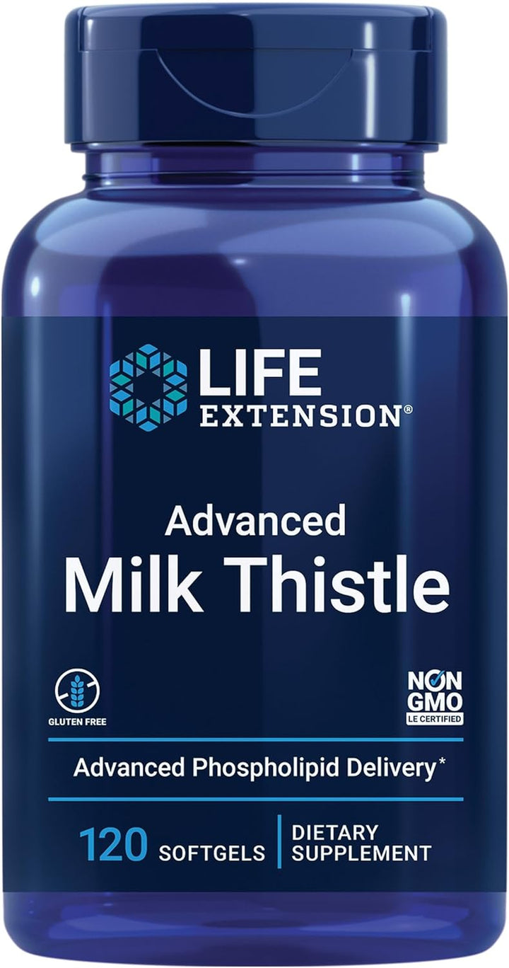 Life Extension Advanced Milk Thistle 120 Softgels and Super K Vitamin K1 K2 MK-7 MK-4 Vitamin C 90 Softgels Bundle