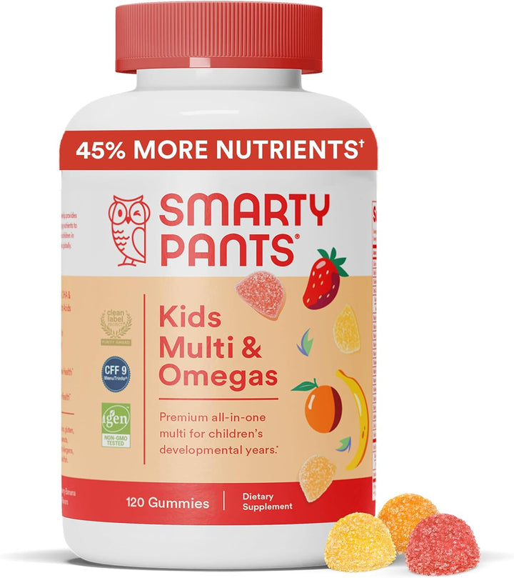 Smartypants Kids Multivitamin Gummies Bundle: Omega 3 Fish Oil, Vitamins D3 C B12 B6 a K Zinc, Fiber, Immune Support, 3 Fruit Flavors, 240 Count