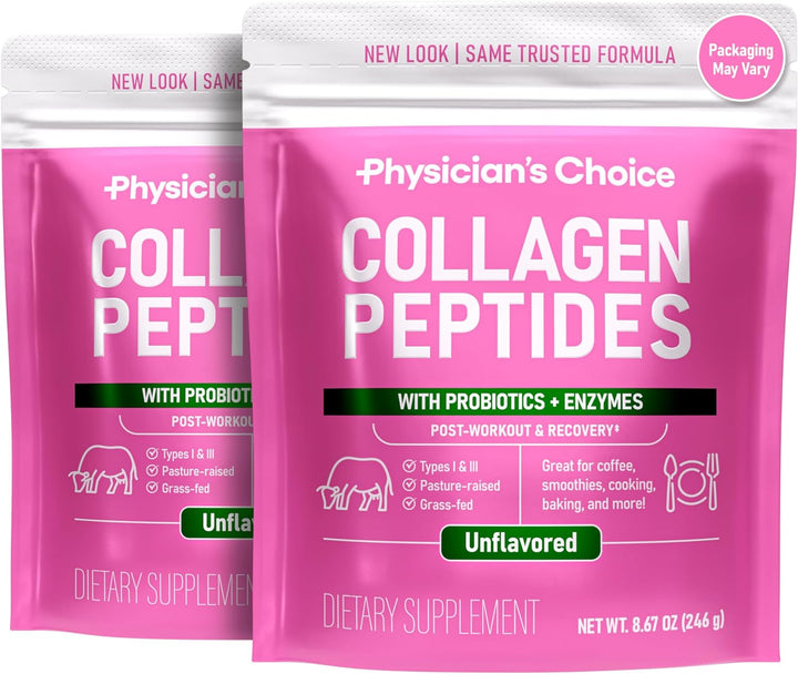 Collagen Peptides Powder - Hydrolyzed Protein(Type I & III) - Digestive Enzymes - Keto Collagen Powder for Women & Men - Hair, Skin, Joints & Workout Recovery Aid - Grass Fed, Non-Gmo - Two-Pack