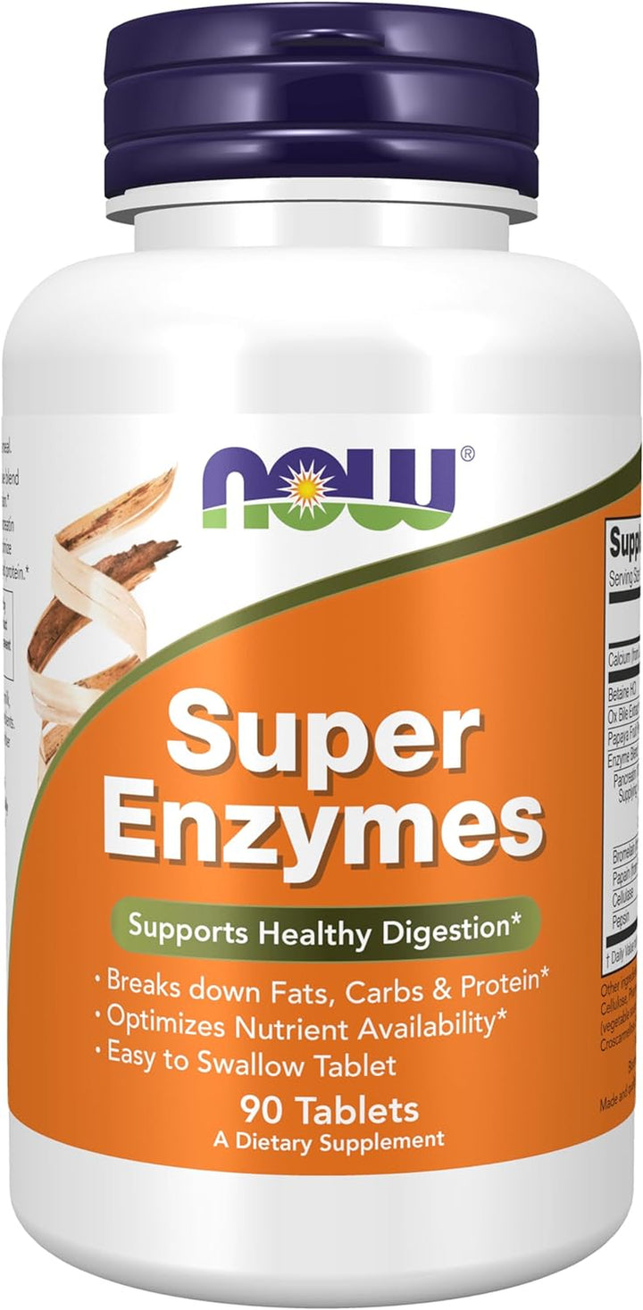 NOW Supplements, Super Enzymes, Formulated with Bromelain, Ox Bile, Pancreatin and Papain, 180 Tablets