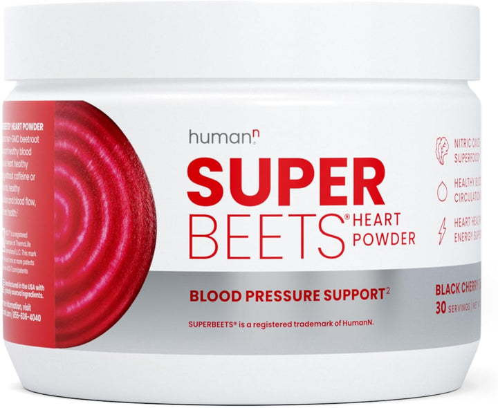 Humann Superbeets - Beet Root Powder - Nitric Oxide Boost for Blood Pressure, Circulation & Heart Health Support - Non-Gmo Superfood Supplement - Natural Black Cherry Flavor, 60 Servings