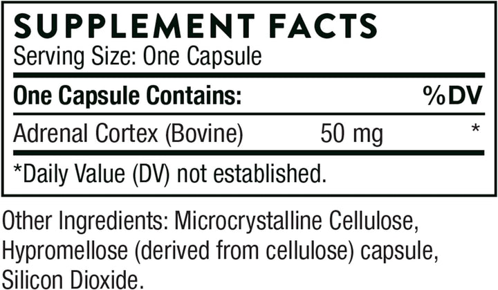 THORNE Adrenal Cortex - Bovine Adrenal Cortex Supplement for Cortisol Management - Support Healthy Adrenal Gland Function, Immune System, Stress Management, Fatigue, and Metabolism - 60 Capsules