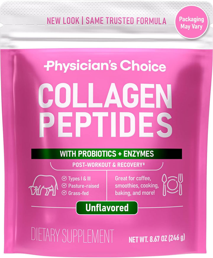 Physician'S CHOICE Collagen Peptides - Hydrolyzed Protein Powder for Hair, Skin, Joints - Grass Fed, Non-Gmo